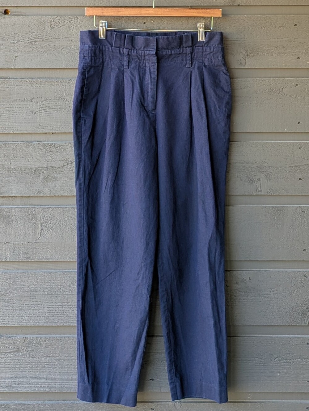 Boden Navy Blue Linen Melina Paper Bag Crop Pants Size 6R